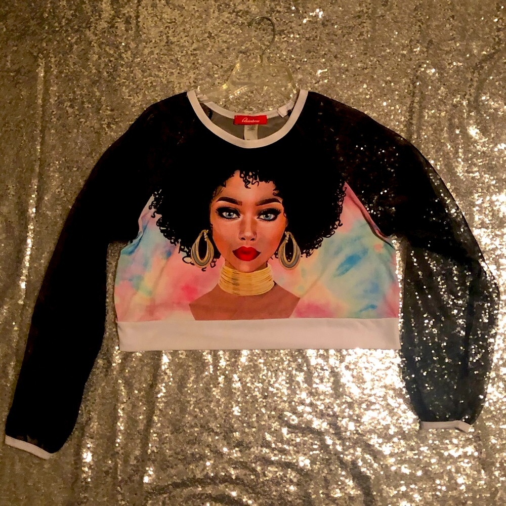 ‼️Coming Soon‼️ Afro Beauty Mesh Sleeve Top - Picture 1 of 4